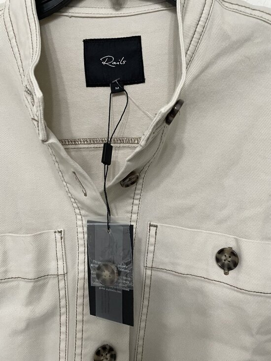 Rails beige jean jacket - draw string hem - Size Medium - Rtl $278 - New w/tags - Picture 3 of 4